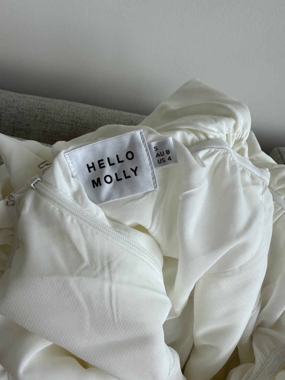 Hello Molly Elegant Off-Shoulder White Midi Dress with Ruffle Detail - Picture 7 of 7